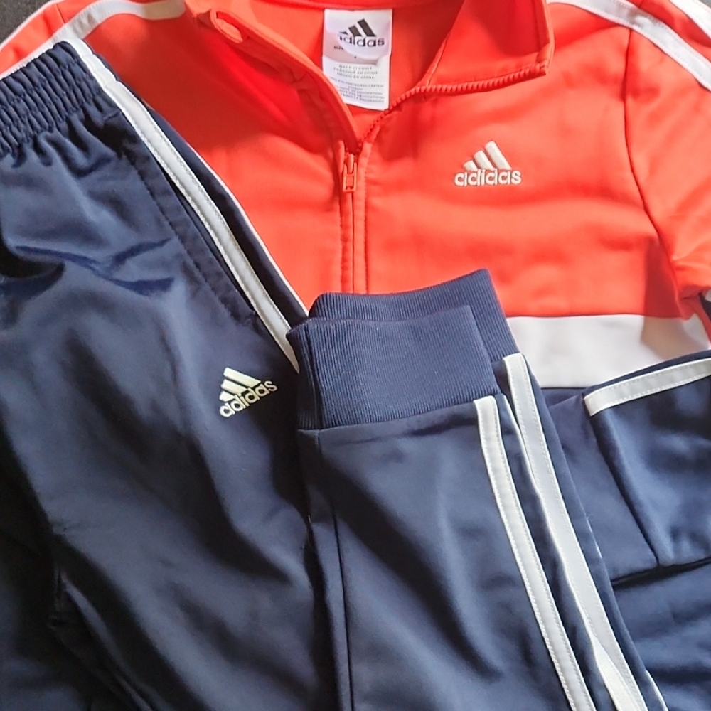 Adidas Orange and Navy Tracksuit